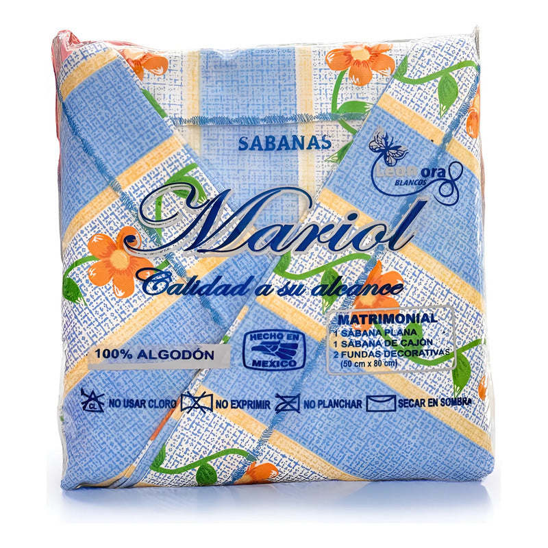 Juego De Sabana Matrimonial 100% Algodón Suaves Y Frescas Azul Acero Pétalo Pop Azul