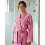 Bata De Baño Leonora Rasurada 100% Algodón Super Absorbente Rosa Pink M-l