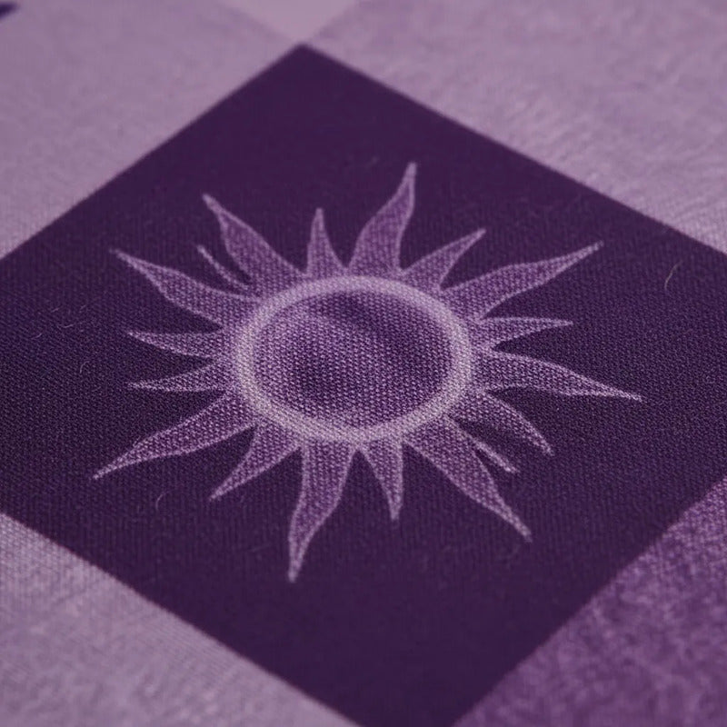 Sábana King  Bramante Cajón Amplio 100% Algodón Super Suave Lila Soles Y Estrellas Morada