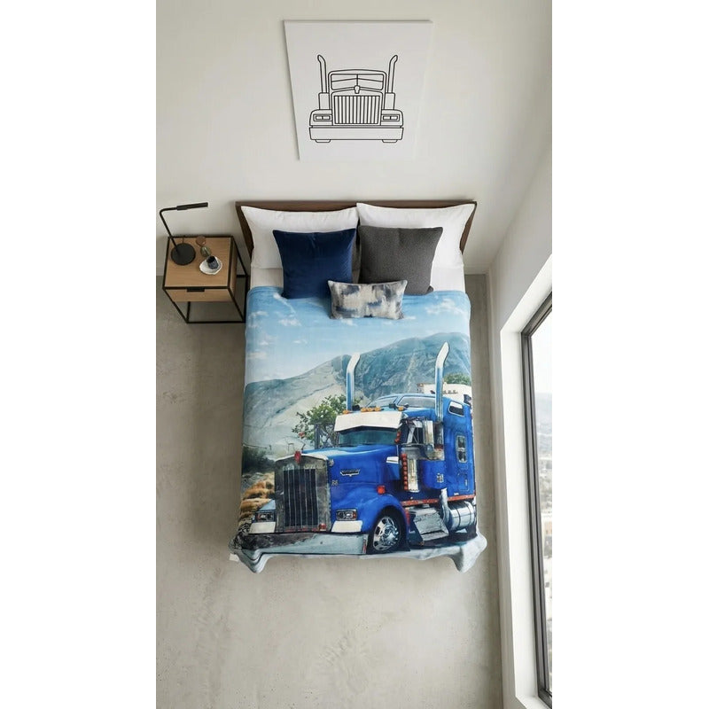 Frazada Providencia Matrimonial Super Calientita Trailer Modelo Para Hombre Azur Azul Marino