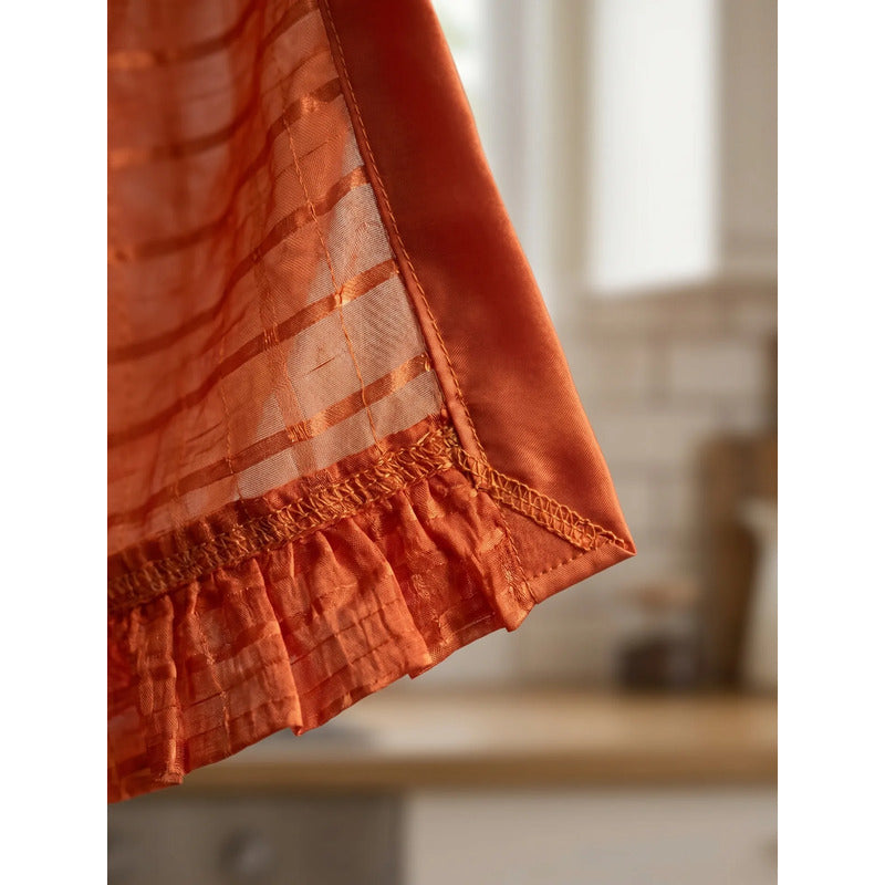 Juego De Cortinas 2 Paneles 2.50x1.95 De Ventana Transparent Naranja