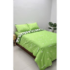 Edredón Premium Duvet Dos Vistas Matri Con Relleno Incluido Verde Corazón Monstruito Lucky Algodón Alta Densidad