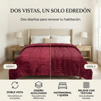 Edredón Matrimonial Acolchado Doble Vista Textura Térmica Vino Piel De Conejo