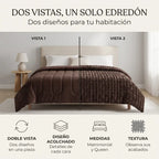 Edredón Matrimonial Acolchado Doble Vista Textura Térmica Marrón Obscuro Piel De Conejo
