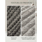 Cobertor Frazada Matrimonial Ligera Super Suave Y Calientita Rayado 700 G Gris