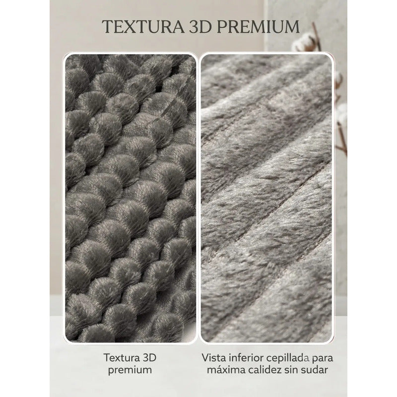Cobertor Frazada Matrimonial Ligera Super Suave Y Calientita Rayado 700 G Gris