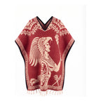 Jorongo Poncho Gaban Afelpado Unitalla Artesanal Grande Rojo Guerrero Aguila 1mx1m
