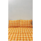 Juego De Sabanas Franela Mariol 100% Algodón Matrimonial Amarillo Cuadro Flor Amarilla