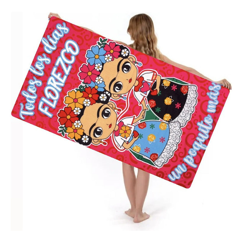 Toalla De Mano Microfibra Leonora. Set De 6 Toallas 110x60cm Rosa Par De Fridas