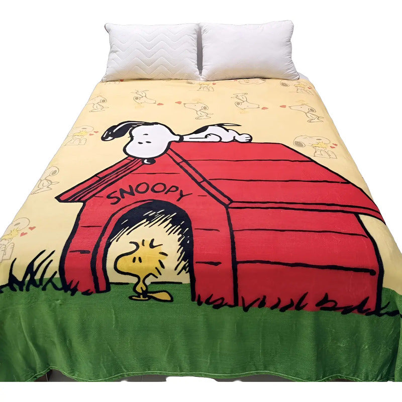 Frazada Matrimonial  Extra Suave Y Calientita Snoopy Caita Crema