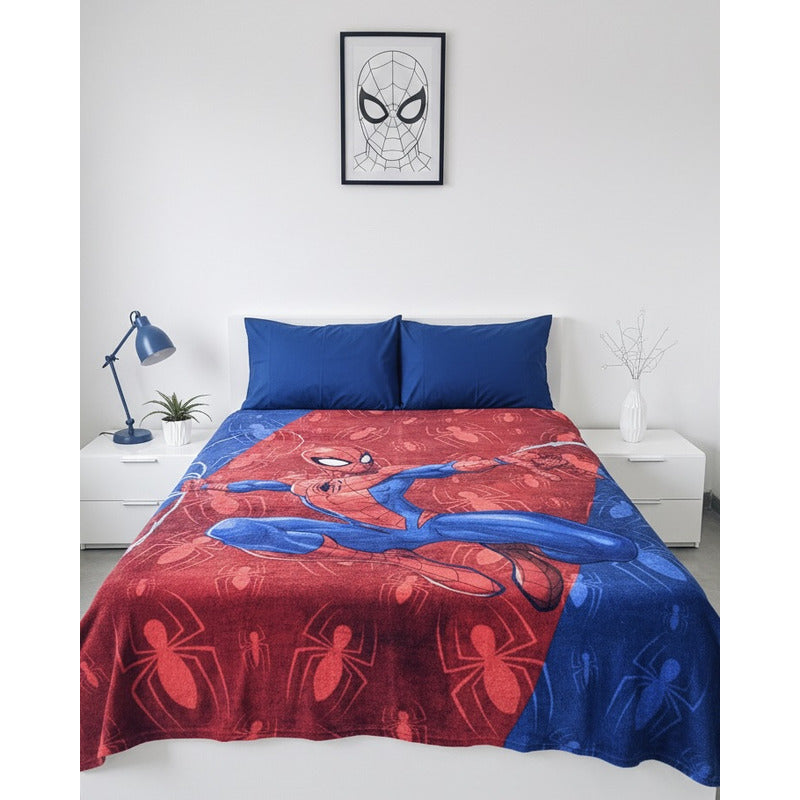 Frazada Matrimonial Super Suave Y Calientita De Marvel Spiderman Rojo