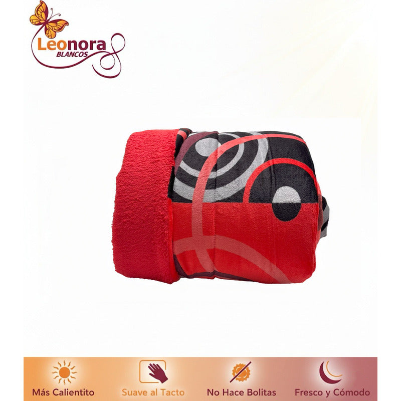 Cobertor Borrega Amanecer | Matrimonial, Suave Y Acolchado Aros Rojos Rojo
