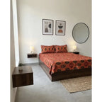 Juego De Sabana Matrimonial Leonora Tacto Suave Y Fresco Naranja Oscuro Red Prisma