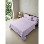 Juego De Sabanas King Size Leonora Percal Algodón 144h Lisas Lavanda Lila Liso