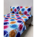 Juego De Sabana Matrimonial Leonora Tacto Suave Y Fresco Azul Claro Flor