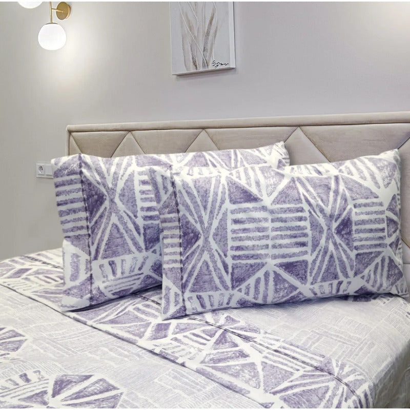 Juego De Sábanas Matrimonial Algodón Percal 144 Hilos-fresca Lavanda Fresh Morado