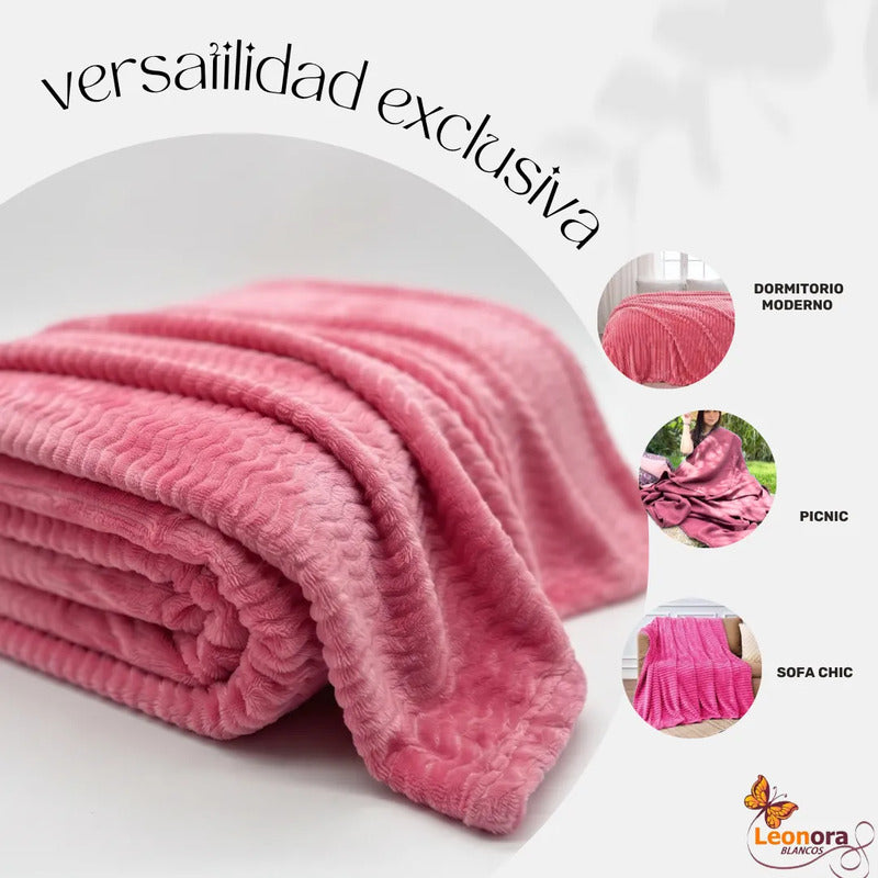 Cobertor Frazada Matrimonial Ligera Super Suave Y Calientita Espiga 700 G Rosa Claro