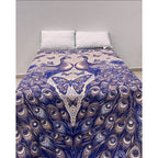 Colcha De Hilo Jacquard Leonora Premium Matrimonial Amplia Azul Marino