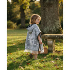 Jorongo Poncho Gaban Afelpado Infantil Artesanal Con Capucha Gris Capibara 60x50