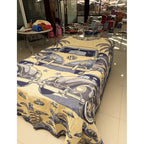 Colcha De Hilo Jacquard Leonora Premium Matrimonial Amplia Violeta Oscuro Ban Morado/beige