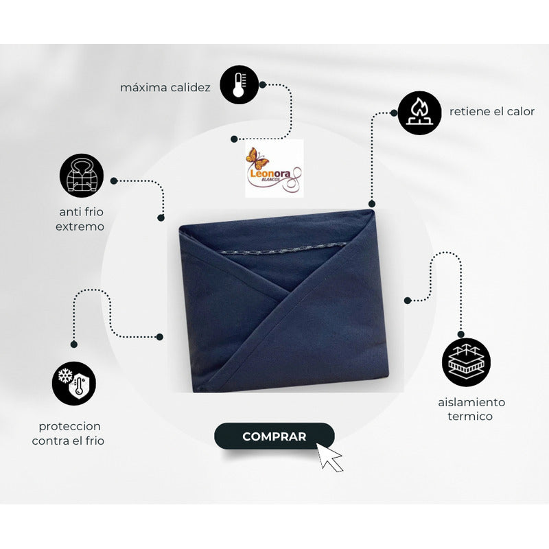 Juego De Sábanas Térmicas Polar Algodón Leonora Matrimonial Gris Oscuro Gris Acero