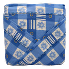 Juego De Sabanas Franela Mariol 100% Algodón Matrimonial Azul Acero Cuadro Flor Azul