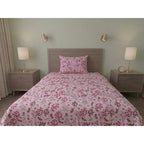 Juego De Sábana Bramante Individual Amanecer 100% Algodón Rosa Floresta Rosa