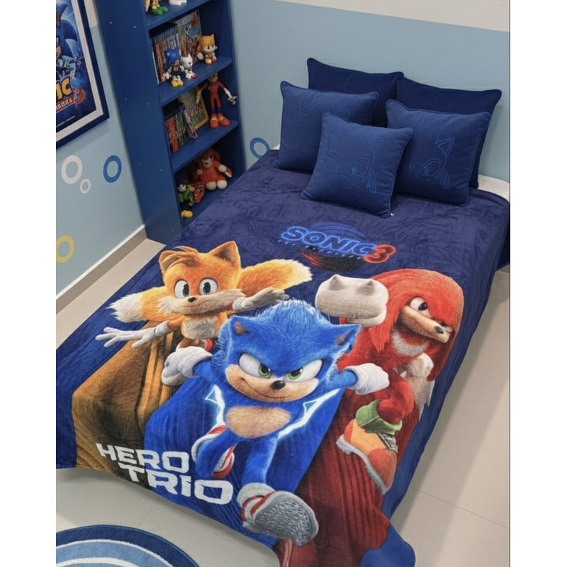Frazada Providencia Matrimonial Super Calientita Sonic 3 Azul