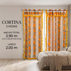 Cortinas Estampadas Para Ventana Con Forro Interior 2.9x2m Naranja