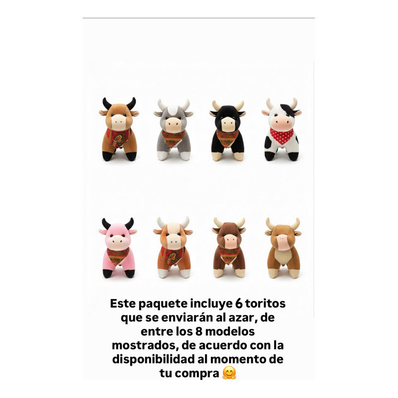 Set De Toritos De Peluche. 6 Modelos Rancheritos Super Suave Marrón