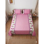 Juego De Sabana Matrimonial 100% Algodón Suaves Y Frescas Rosa Mini Flor Rosada