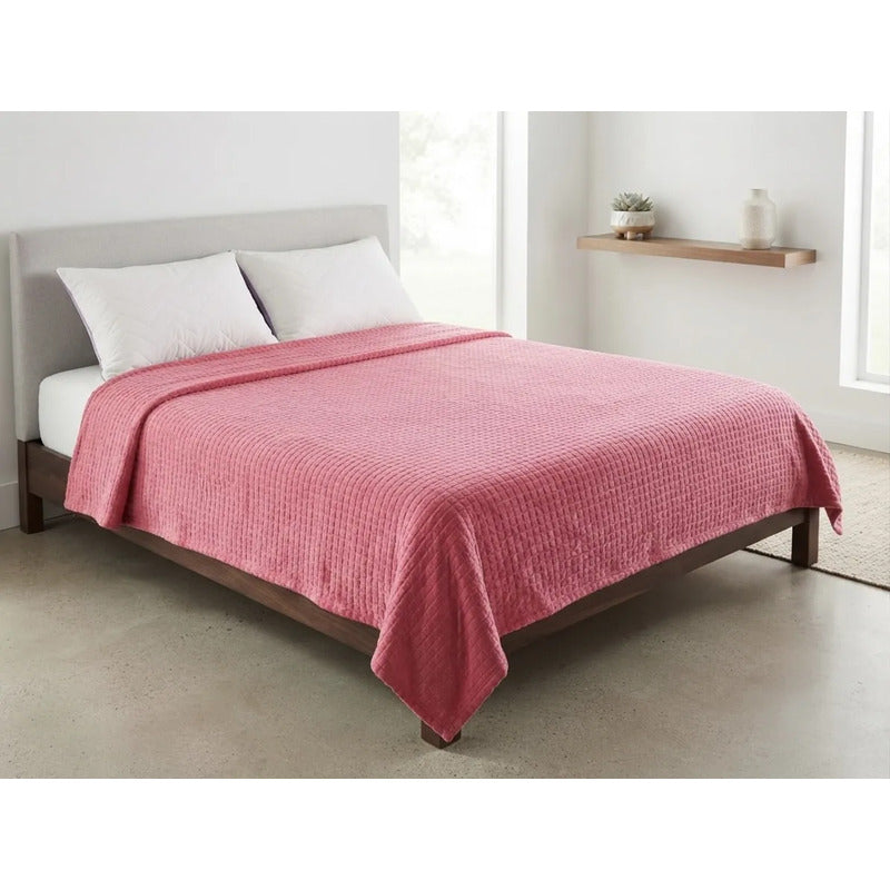 Cobertor Frazada Matrimonial Ligera Super Suave Y Calientita Cuadrado 700 G Rosa Chicle