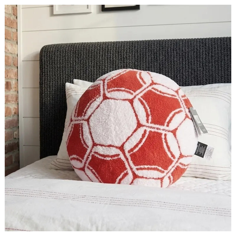 Almohada Ovejita Balón Futbol Grande 50x50cm Super Esponjoso Rojo