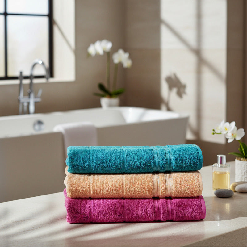 Toalla De Medio Baño 100% Algodón Super Absorbente Dreams Rosa Colección 4
