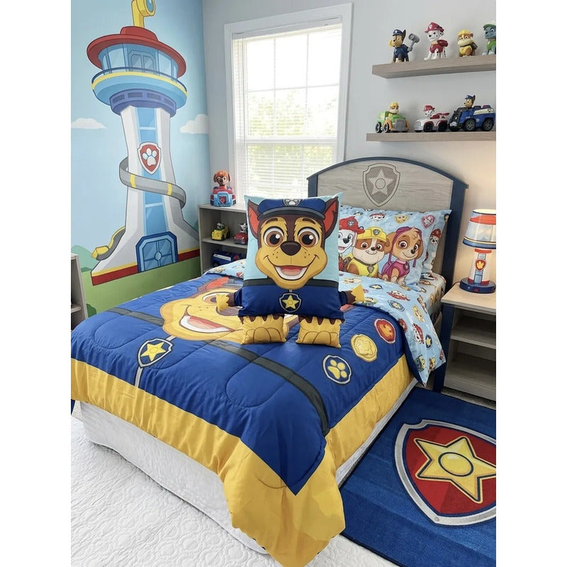 Almohada Providencia Decorativa Feliz De Paw Patrol / Ryder Azul