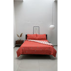 Edredón Premium Duvet Dos Vistas Matri Con Relleno Incluido Rojo Gato Patitas Rayas Algodón Alta Densidad