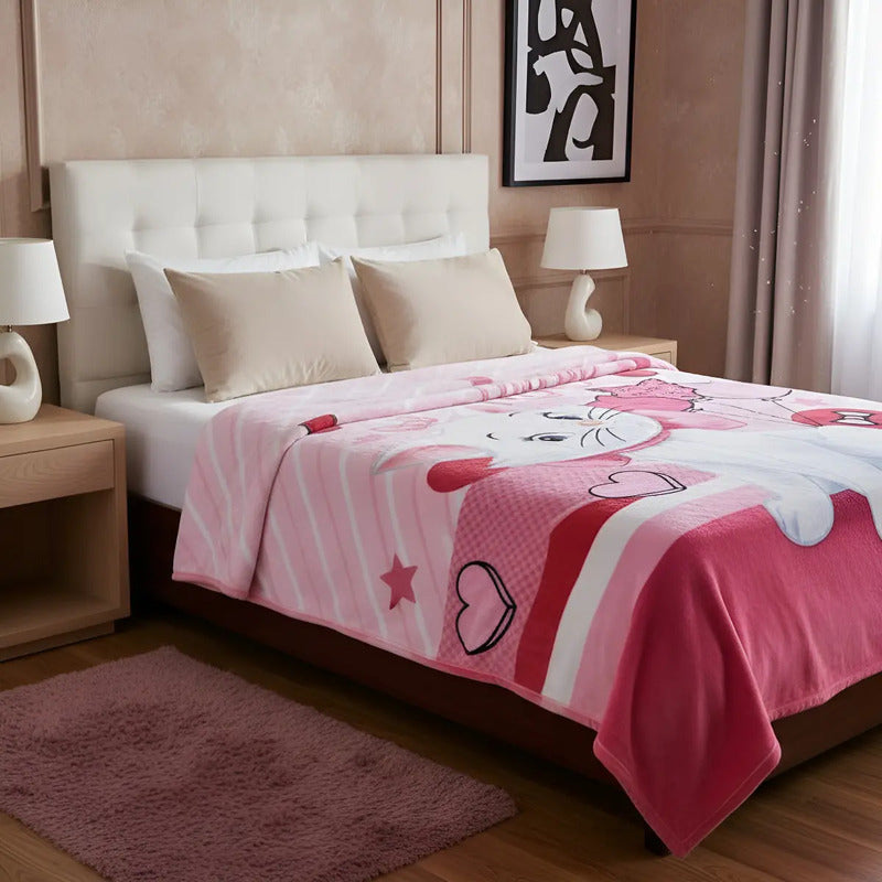 Frazada Providencia Disney Matrimonial Super Calientita Gatita Marie Globos Rosa