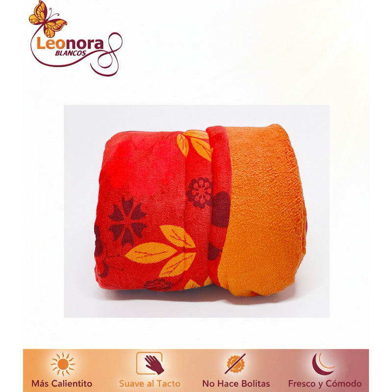 Cobertor Borrega Amanecer | Matrimonial, Suave Y Acolchado Dinosaurio Azul Naranja Oscuro