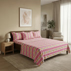 Sábana King  Bramante Cajón Amplio 100% Algodón Super Suave Rosa Chicle Pétalo Pop Rosa