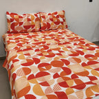 Juego De Sabanas Franela Mariol 100% Algodón Matrimonial Naranja Circular Naranja