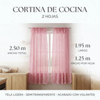Juego De Cortinas 2 Paneles 2.50x1.95 De Ventana Transparent Rosa Claro