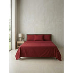 Juego De Sabanas King Size Leonora Percal Algodón 144h Lisas Rojo Rojo Liso