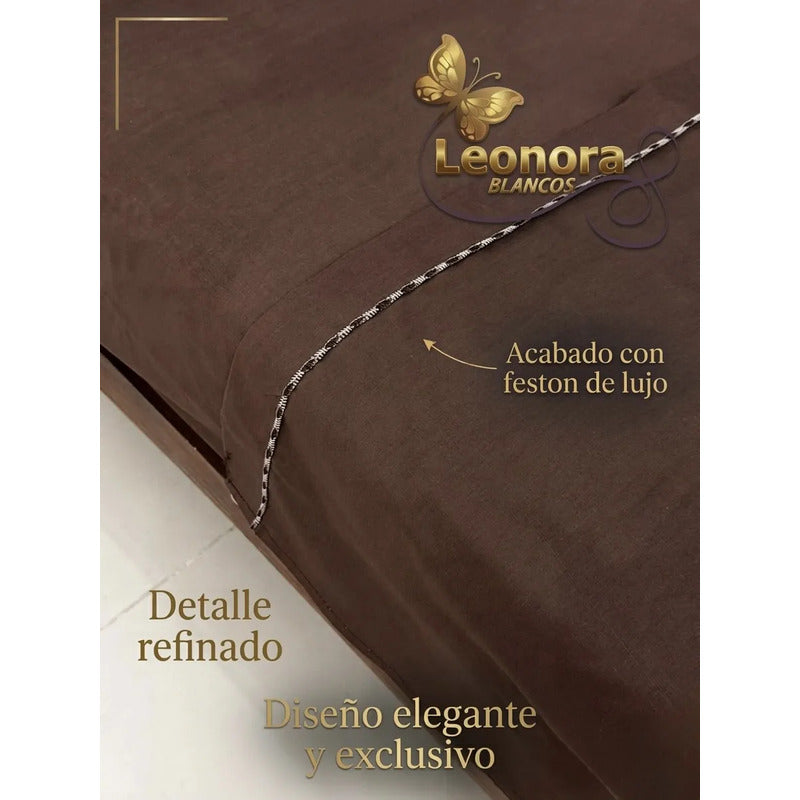 Juego De Sábanas Matrimonial Algodón Percal 144 Hilos-fresca Chocolate Lisa Suave Y Transpirable De Calidad Premium