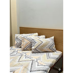 Juego De Sabanas King Size Leonora Percal Algodón 144h. Caqui Rayado Amarillo