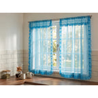 Juego De Cortinas 2 Paneles 2.50x1.95 De Ventana Transparent Celeste