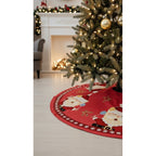 Kit Navideño: Camino De Mesa, Pie De Árbol, Fundas Y Tapete Rojo Santa Y Caramelos