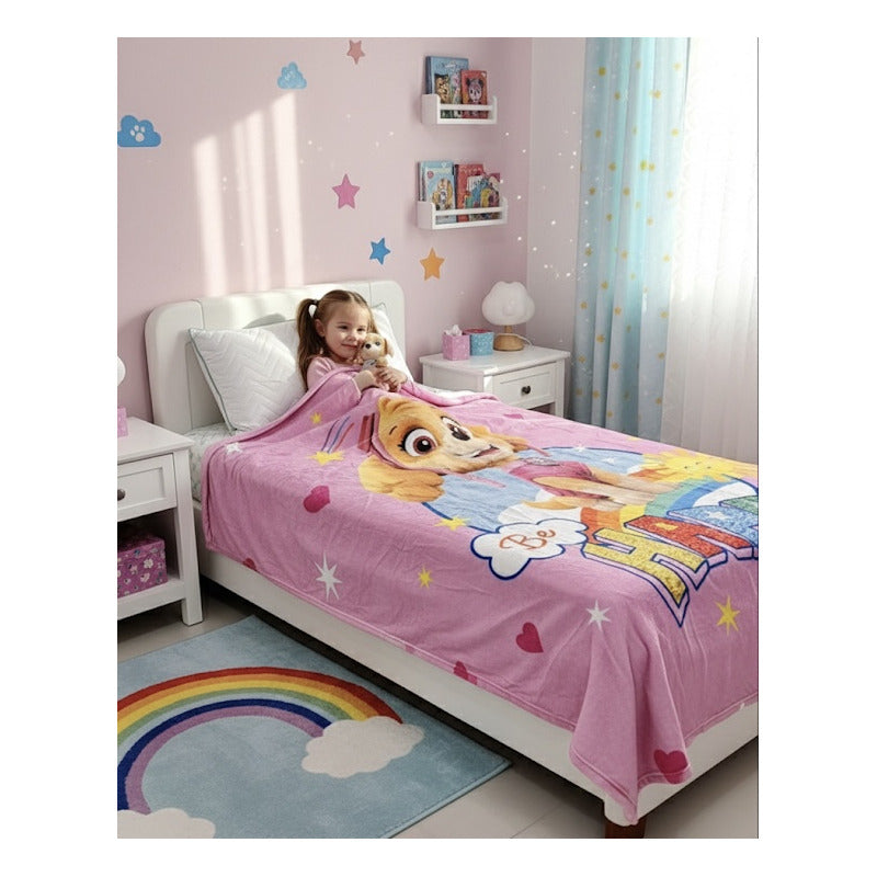 Frazada Providencia Disney Matrimonial Super Calientita Paw Patrol Rosa