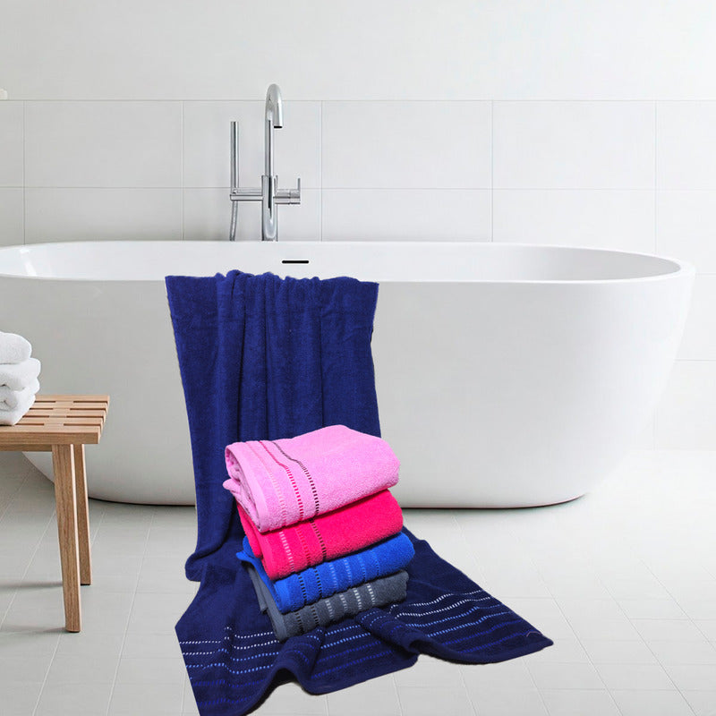 Toalla Baño Completo 100% Algodón Super Absorbente, Set-5pzs Rosa Chicle Lisa
