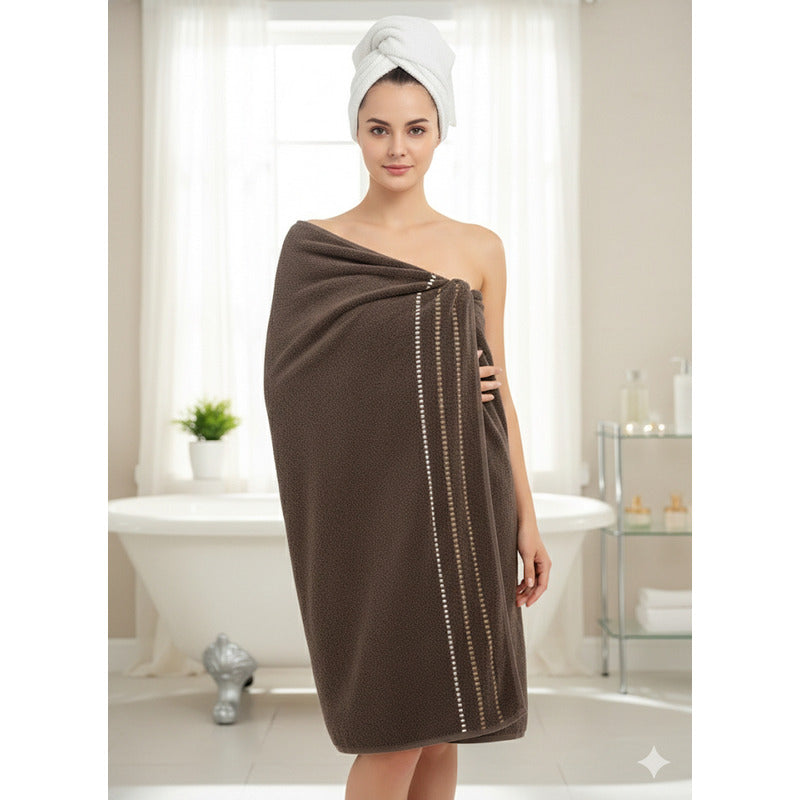 Toallas Baño Completo 100% Algodón Super Absorbente Marrón Café