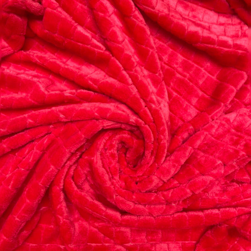 Frazada Térmica Leonora King Size Extra Suave- Micro Grabada Cuadros Rojo Rojo